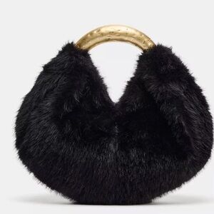 Vintage Luxe Elegant Black Faux Fur Women's Bag
